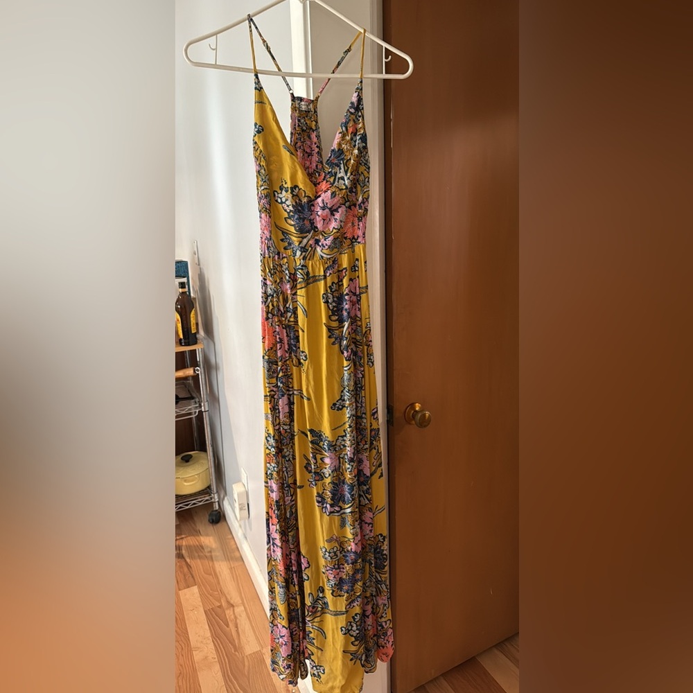 Free People Yellow Floral Maxi Dress